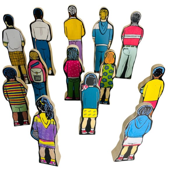 Vintage Inspired Wooden Children Figurines Set Wedgies Career Lot of 13 - Picture 2 of 16